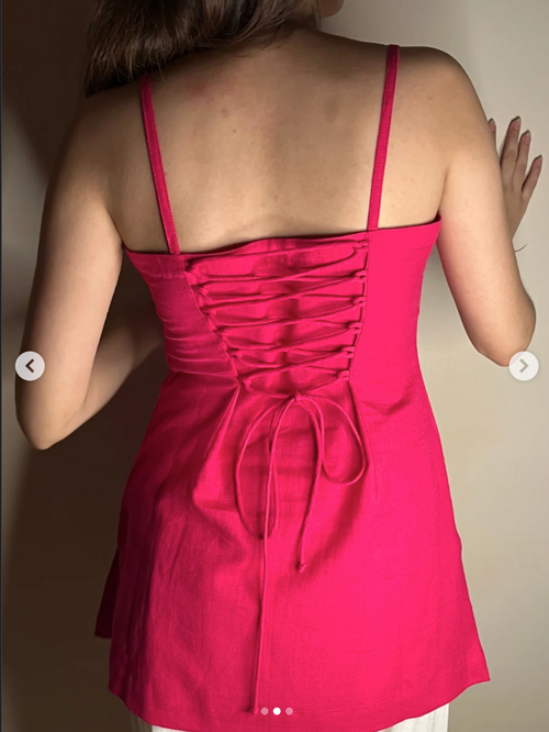 Magenta Linen Kurti