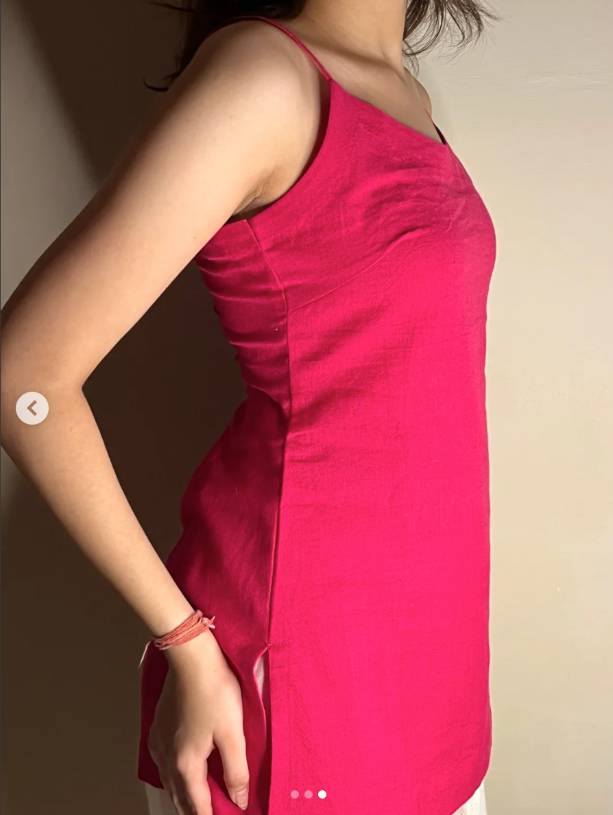 Magenta Linen Kurti